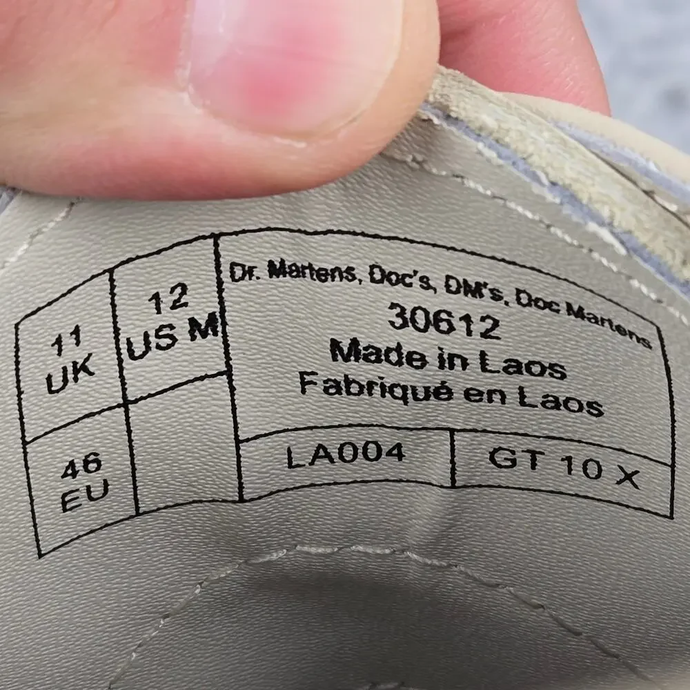 Dr. Martens Mens 12 Quad 1461 II Pisa Beige Leather Low Platform Y2K Chunky Shoe